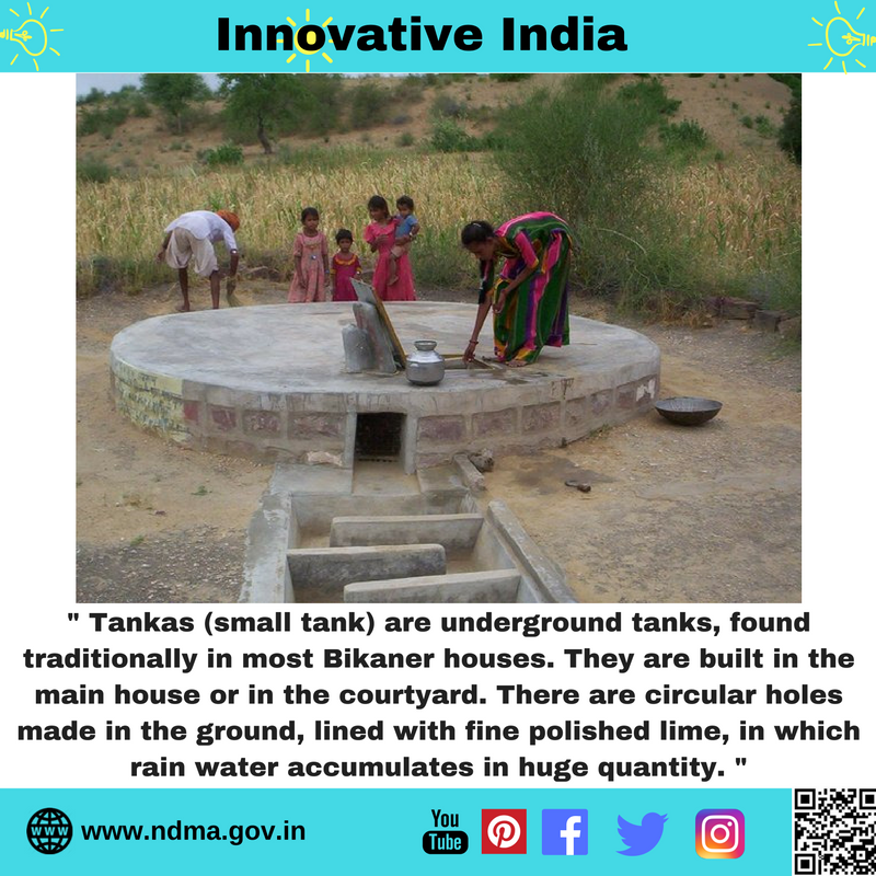 ‘Tankas’ are underground tanks found in Bikaner to collect rainwater